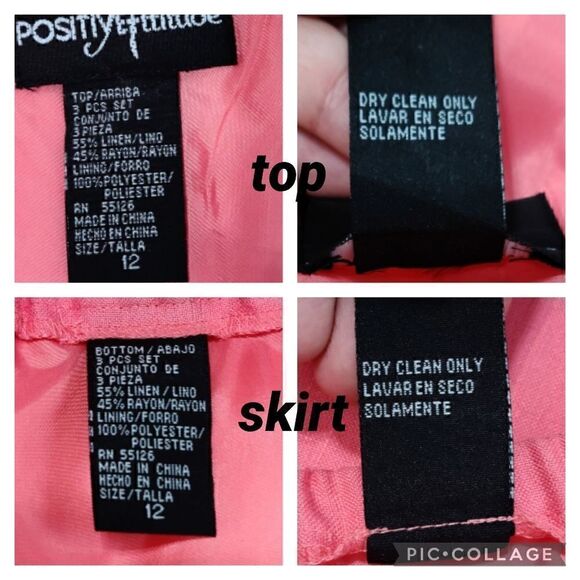 Positive Attitude Pink Linen Blend 2 PCS Skirt Set Full Lining Size 12 - Picture 16 of 16